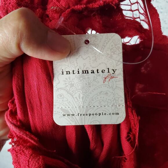 Free people Adella Maxi Bright Red Maxi Crochet Lace Dress Size Small - Picture 10 of 14